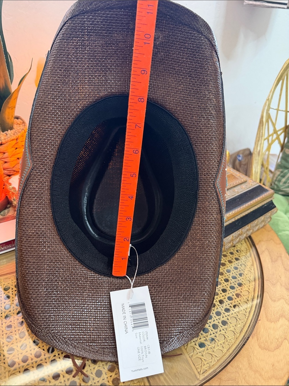 YUMI Brown Western Cowboy Hat Turquoise Embroidered NWT - Picture 11 of 12